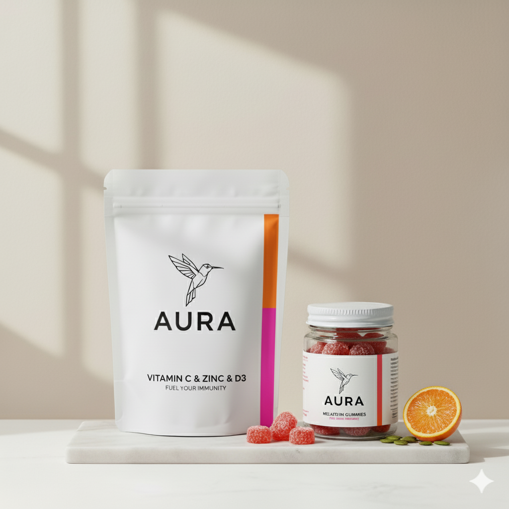 AURA Gummies Vitamin C & Zn & D3 | 40 Gummies